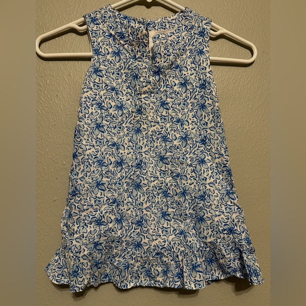 Vineyard Vines Toddler Floral Blue and White Sleeveless Dress